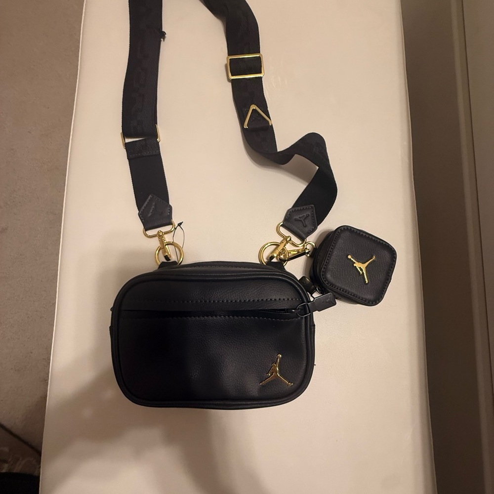 Jordan Black Belt Bag with Gold Accents